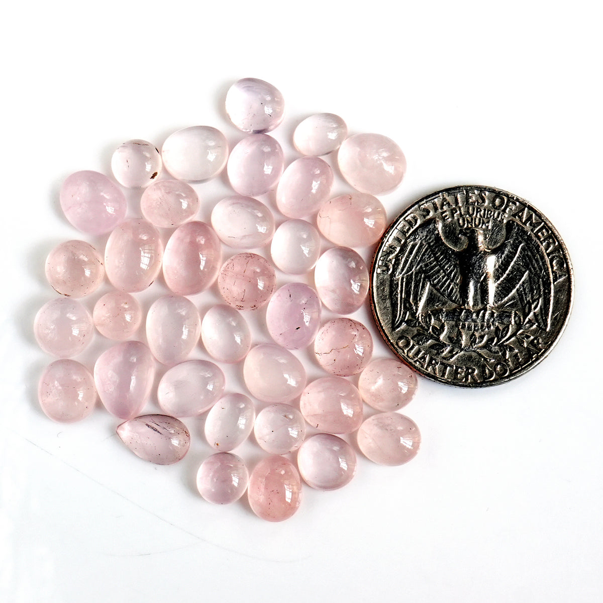 Morganite Smooth Cabochon: Natural Flatback loose Gemstones for Jewelry - 36 Pieces