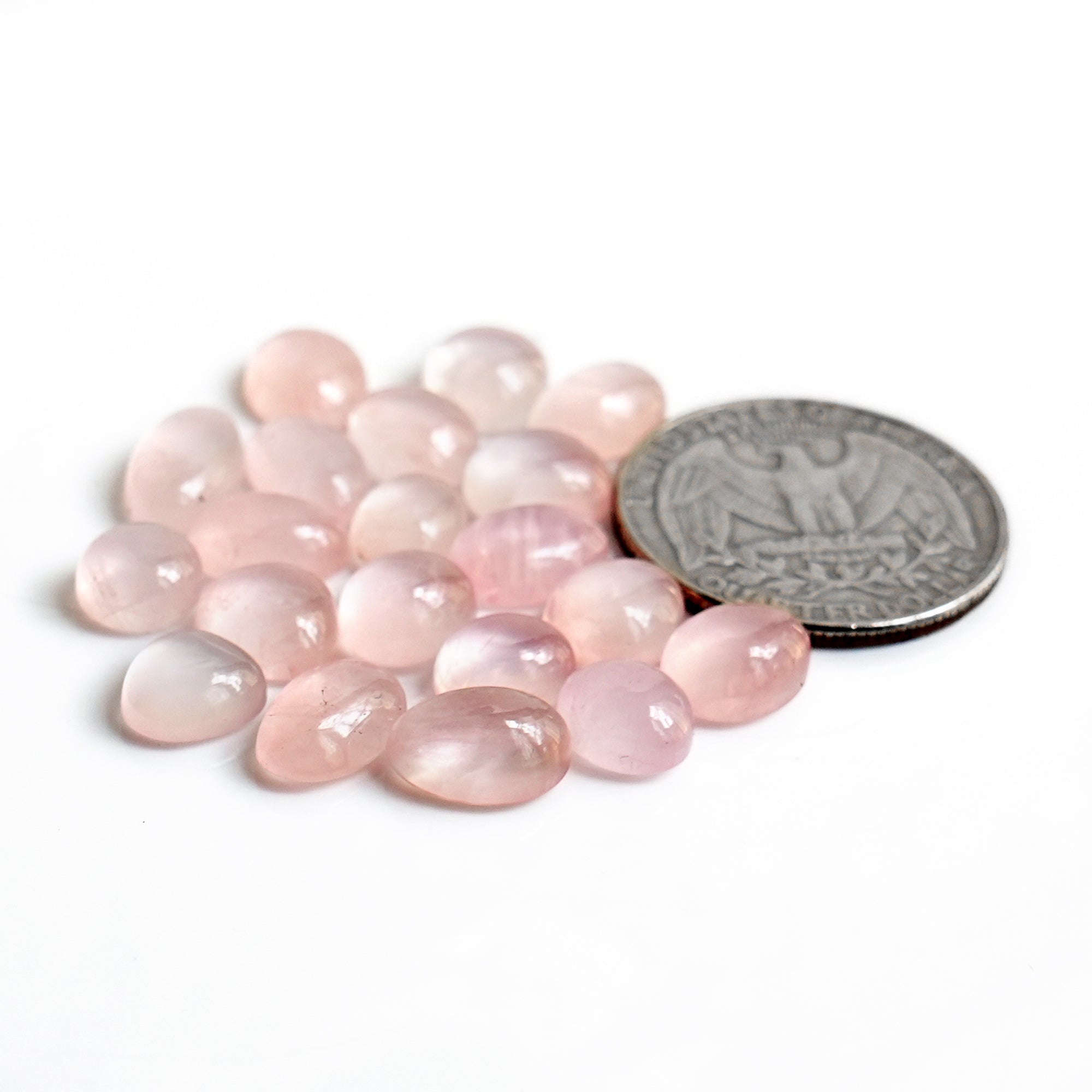 Morganite Smooth Cabochon: Natural Flatback loose Gemstones for Jewelry - 20 Pieces