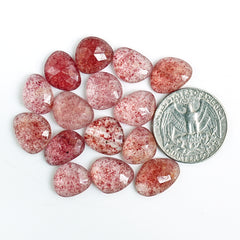 Strawberry Quartz Rosecut Freeform | Natural Faceted Cabochons for Jewelry - 15 pieces