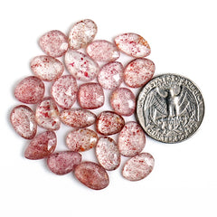 Strawberry Quartz Rosecut Freeform | Natural Faceted Cabochons for Jewelry - 23 pieces