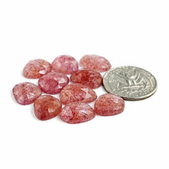 Strawberry Quartz Rosecut Freeform | Natural Faceted Cabochons for Jewelry - 10 pieces