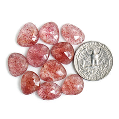 Strawberry Quartz Rosecut Freeform | Natural Faceted Cabochons for Jewelry - 10 pieces