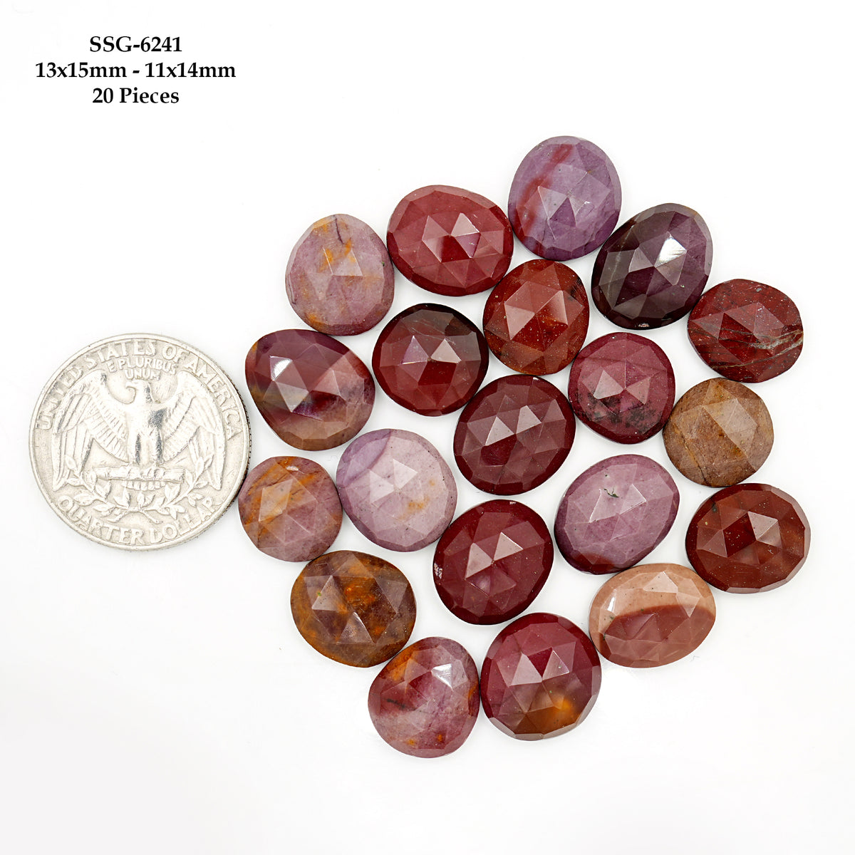 Mookaite Rose Cut Cabochon | Natural Jasper Flatback Loose Gemstones for Jewelry Making - 20 Pieces