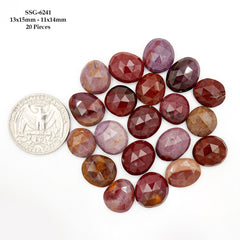 Mookaite Rose Cut Cabochon | Natural Jasper Flatback Loose Gemstones for Jewelry Making - 20 Pieces
