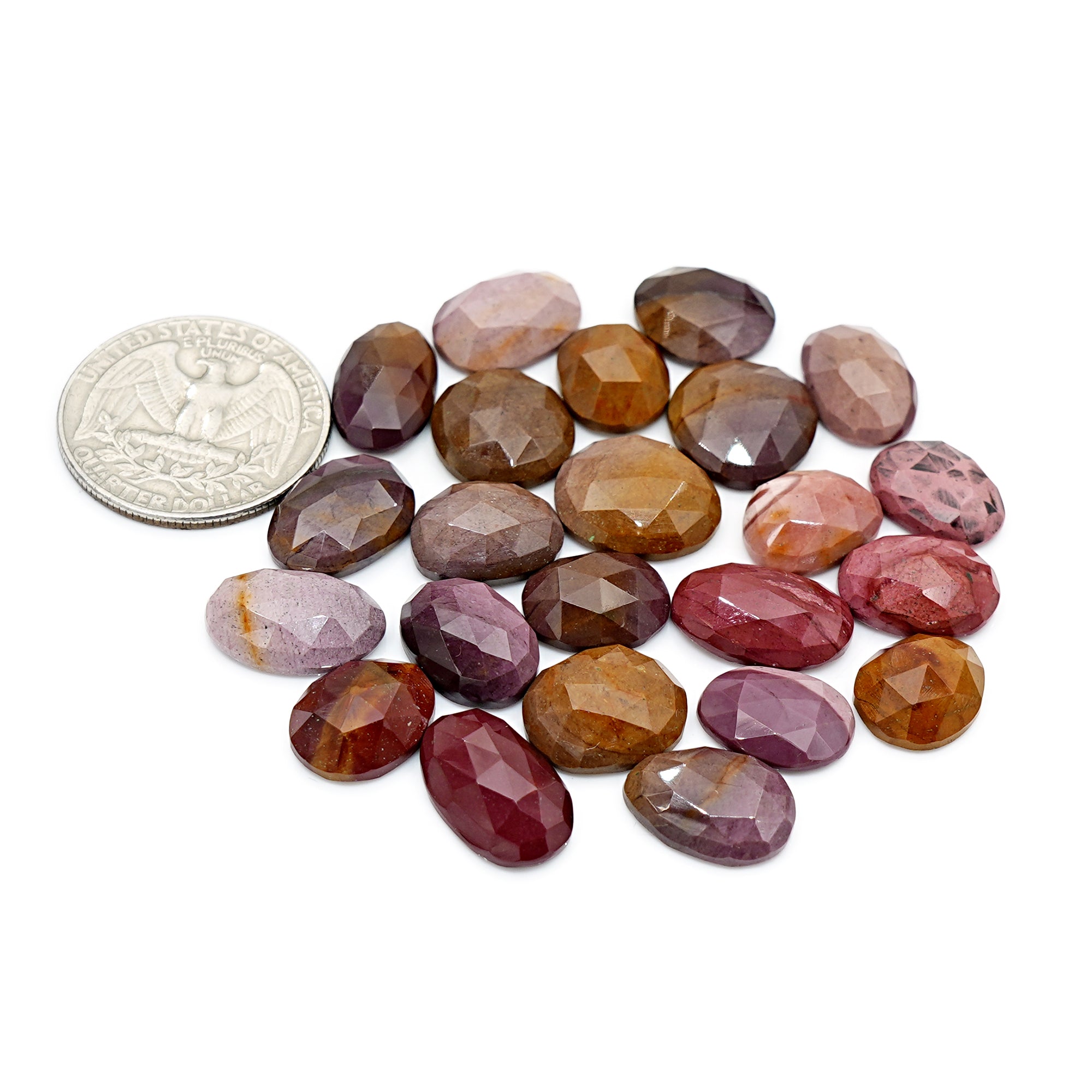 Mookaite Rose Cut Cabochon | Natural Jasper Flatback Loose Gemstones for Jewelry Making - 23 Pieces