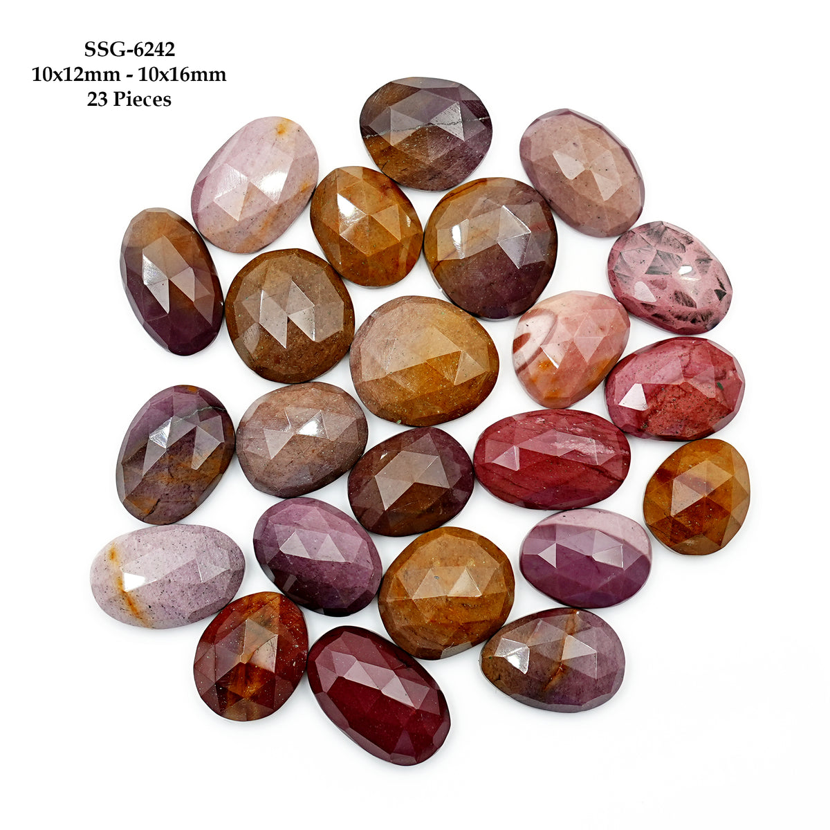 Mookaite Rose Cut Cabochon | Natural Jasper Flatback Loose Gemstones for Jewelry Making - 23 Pieces