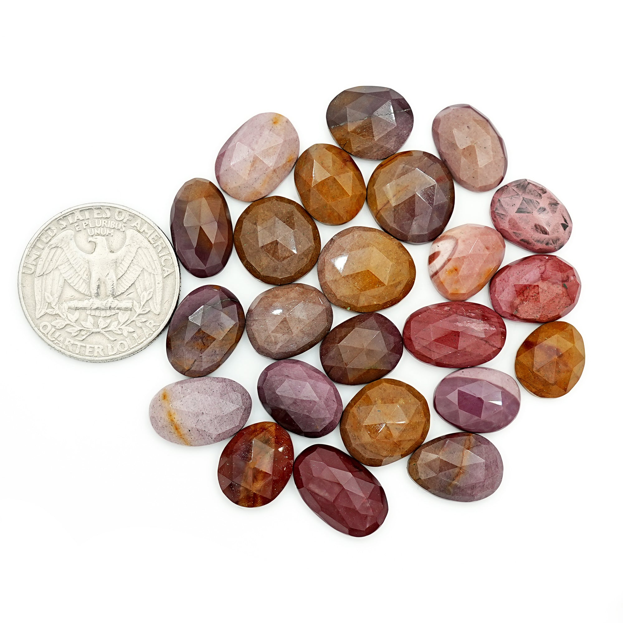 Mookaite Rose Cut Cabochon | Natural Jasper Flatback Loose Gemstones for Jewelry Making - 23 Pieces