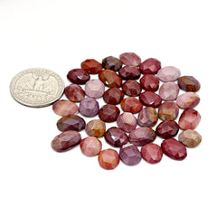 Mookaite Rose Cut Cabochon | Natural Jasper Flatback Loose Gemstones for Jewelry Making - 37 Pieces
