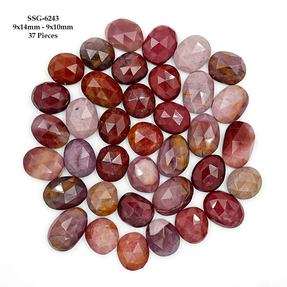 Mookaite Rose Cut Cabochon | Natural Jasper Flatback Loose Gemstones for Jewelry Making - 37 Pieces