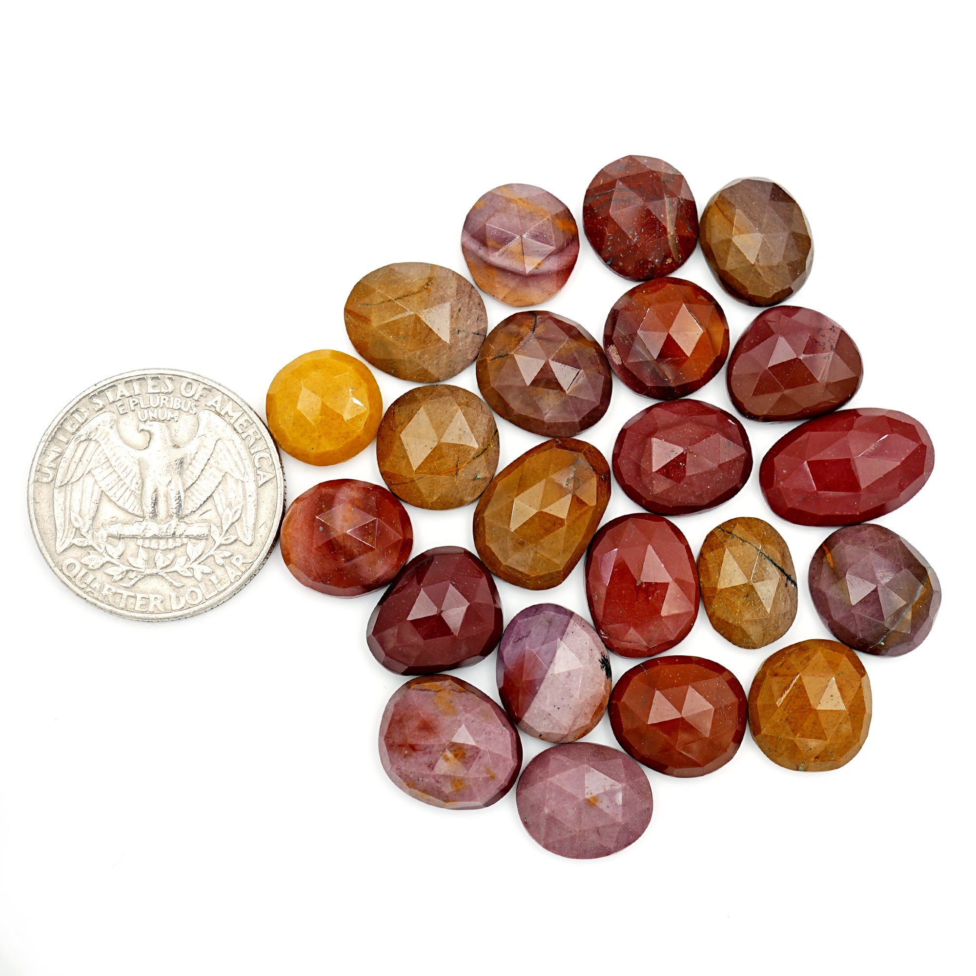 Mookaite Rose Cut Cabochon | Natural Jasper Flatback Loose Gemstones for Jewelry Making - 22 Pieces
