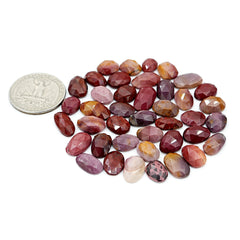 Mookaite Rose Cut Cabochon | Natural Jasper Flatback Loose Gemstones for Jewelry Making - 41 Pieces