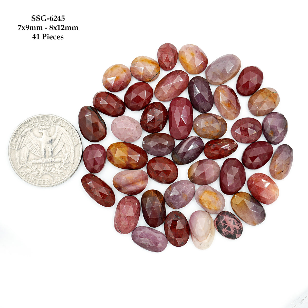 Mookaite Rose Cut Cabochon | Natural Jasper Flatback Loose Gemstones for Jewelry Making - 41 Pieces