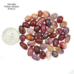 Mookaite Rose Cut Cabochon | Natural Jasper Flatback Loose Gemstones for Jewelry Making - 41 Pieces