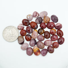 Mookaite Rose Cut Cabochon | Natural Jasper Flatback Loose Gemstones for Jewelry Making - 33 Pieces