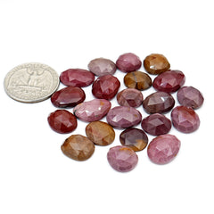 Mookaite Rose Cut Cabochon | Natural Jasper Flatback Loose Gemstones for Jewelry Making - 21 Pieces