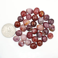 Mookaite Rose Cut Cabochon | Natural Jasper Flatback Loose Gemstones for Jewelry Making - 32 Pieces