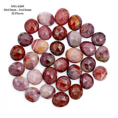 Mookaite Rose Cut Cabochon | Natural Jasper Flatback Loose Gemstones for Jewelry Making - 32 Pieces