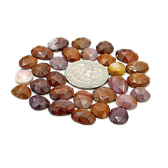 Mookaite Rose Cut Cabochon | Natural Jasper Flatback Loose Gemstones for Jewelry Making - 29 Pieces