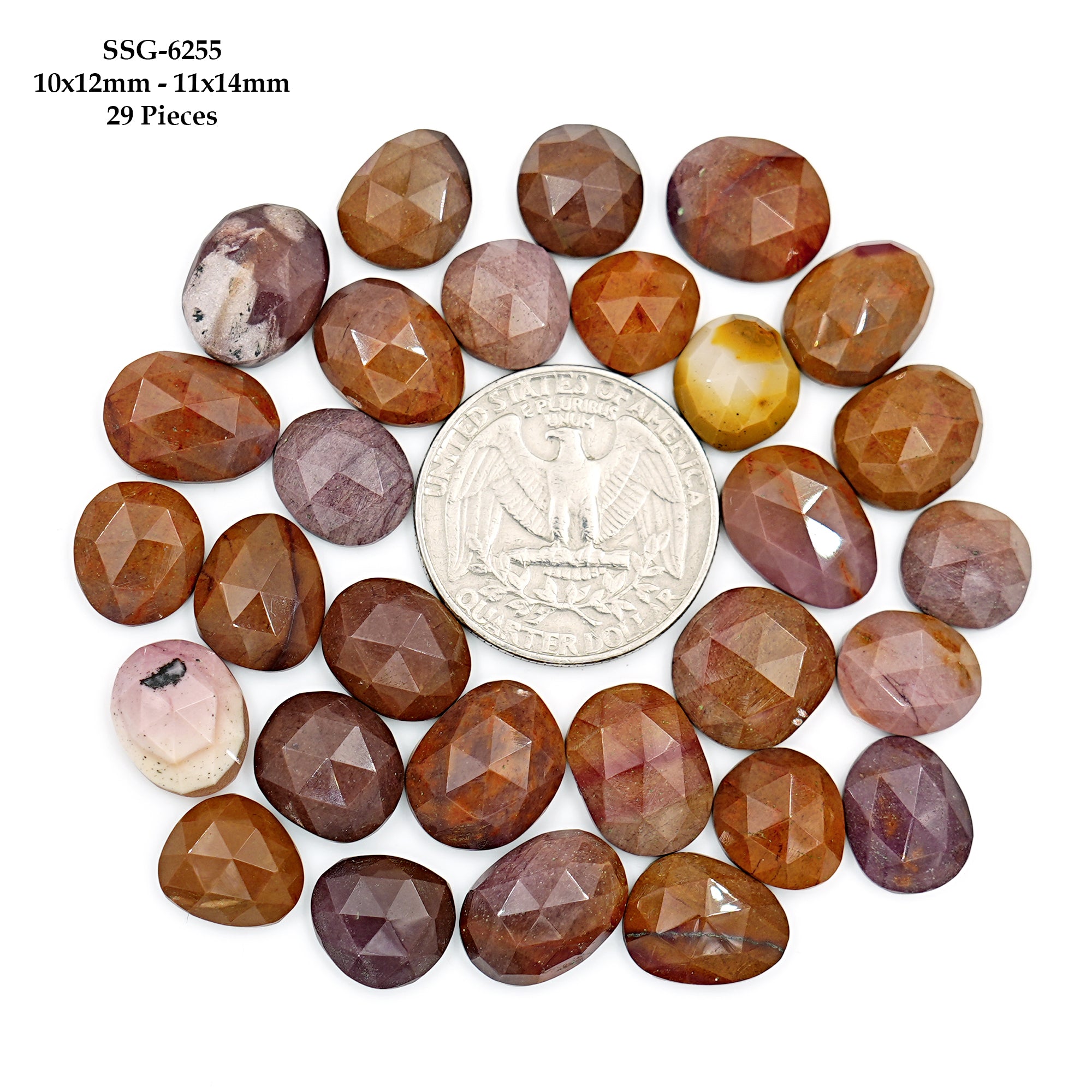 Mookaite Rose Cut Cabochon | Natural Jasper Flatback Loose Gemstones for Jewelry Making - 29 Pieces