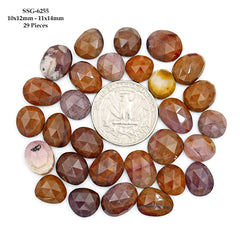 Mookaite Rose Cut Cabochon | Natural Jasper Flatback Loose Gemstones for Jewelry Making - 29 Pieces
