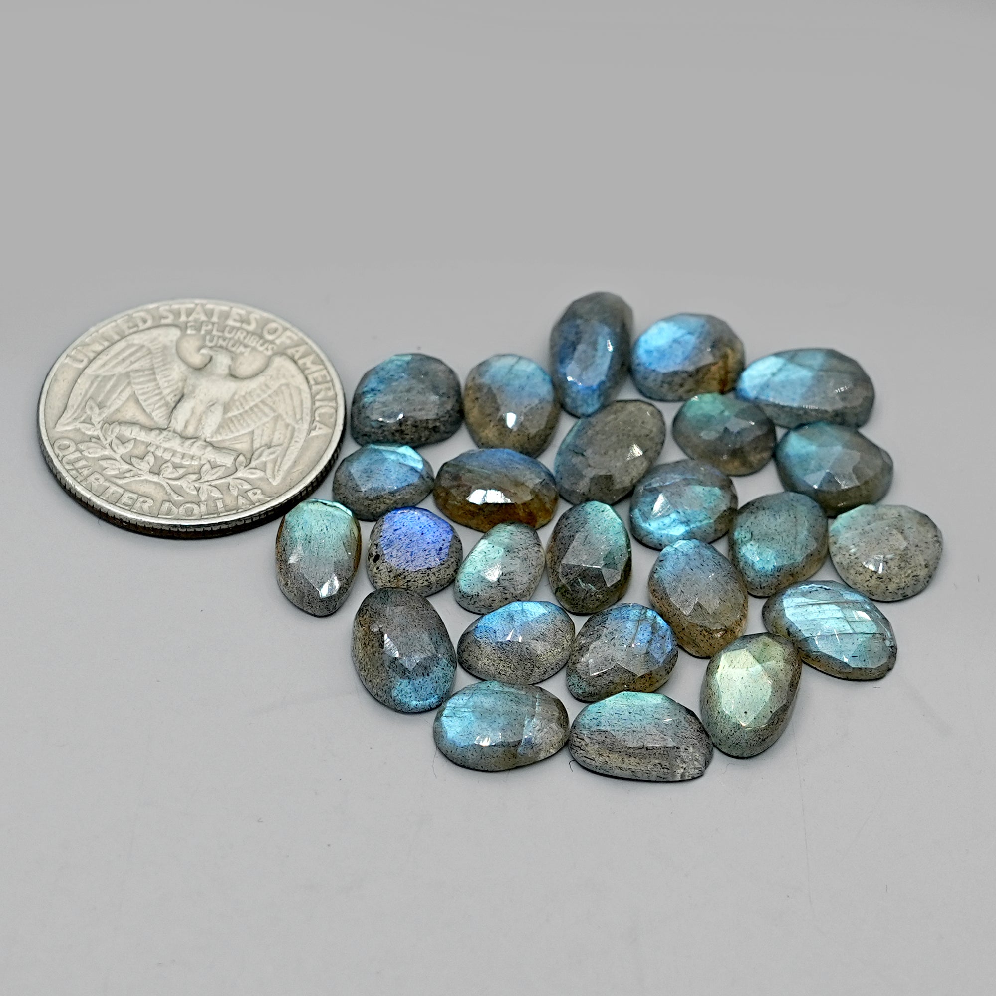 Labradorite Rose Cut Cabochon | Natural Flatback Loose Gemstones for Jewelry Making - 25 Pieces