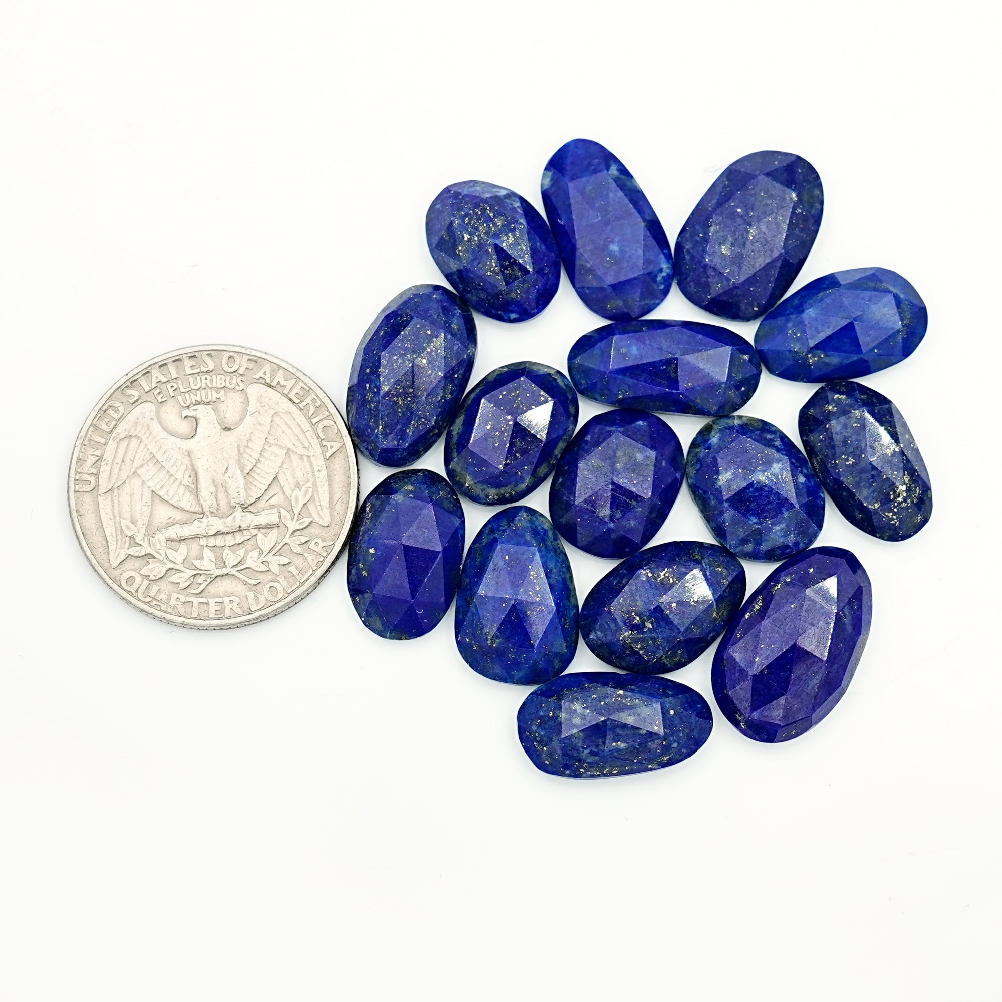 Lapis Lazuli Rose Cut Cabochon | Natural Flat Back Loose Gemtones For Jewelry Making - 15 Pieces