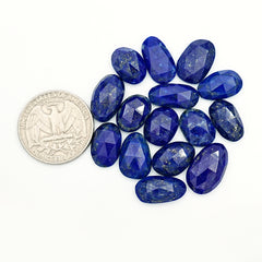 Lapis Lazuli Rose Cut Cabochon | Natural Flat Back Loose Gemtones For Jewelry Making - 15 Pieces