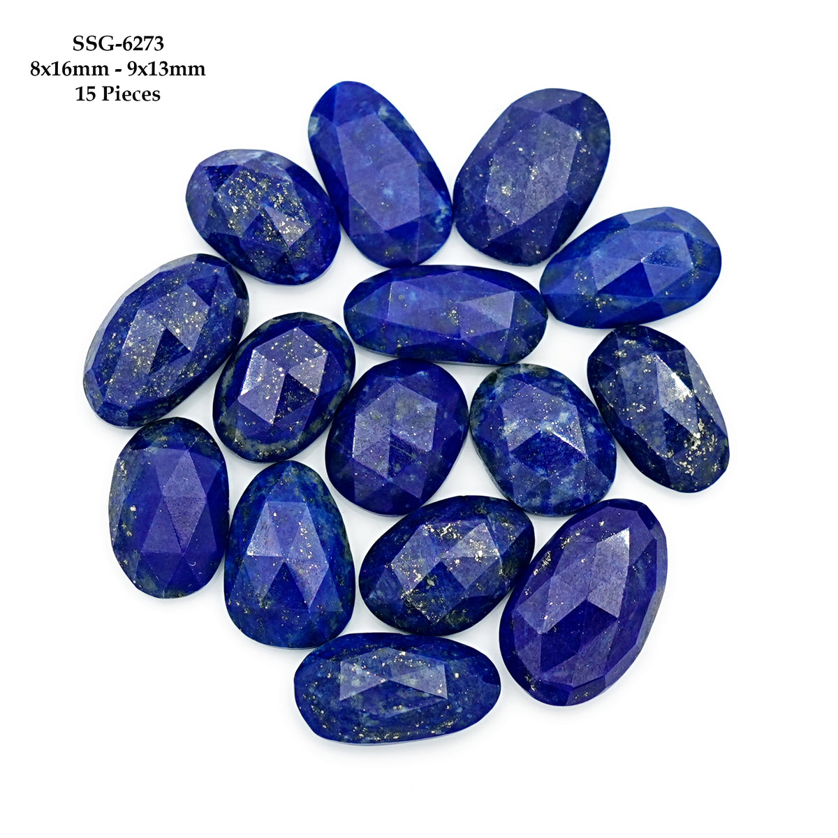 Lapis Lazuli Rose Cut Cabochon | Natural Flat Back Loose Gemtones For Jewelry Making - 15 Pieces