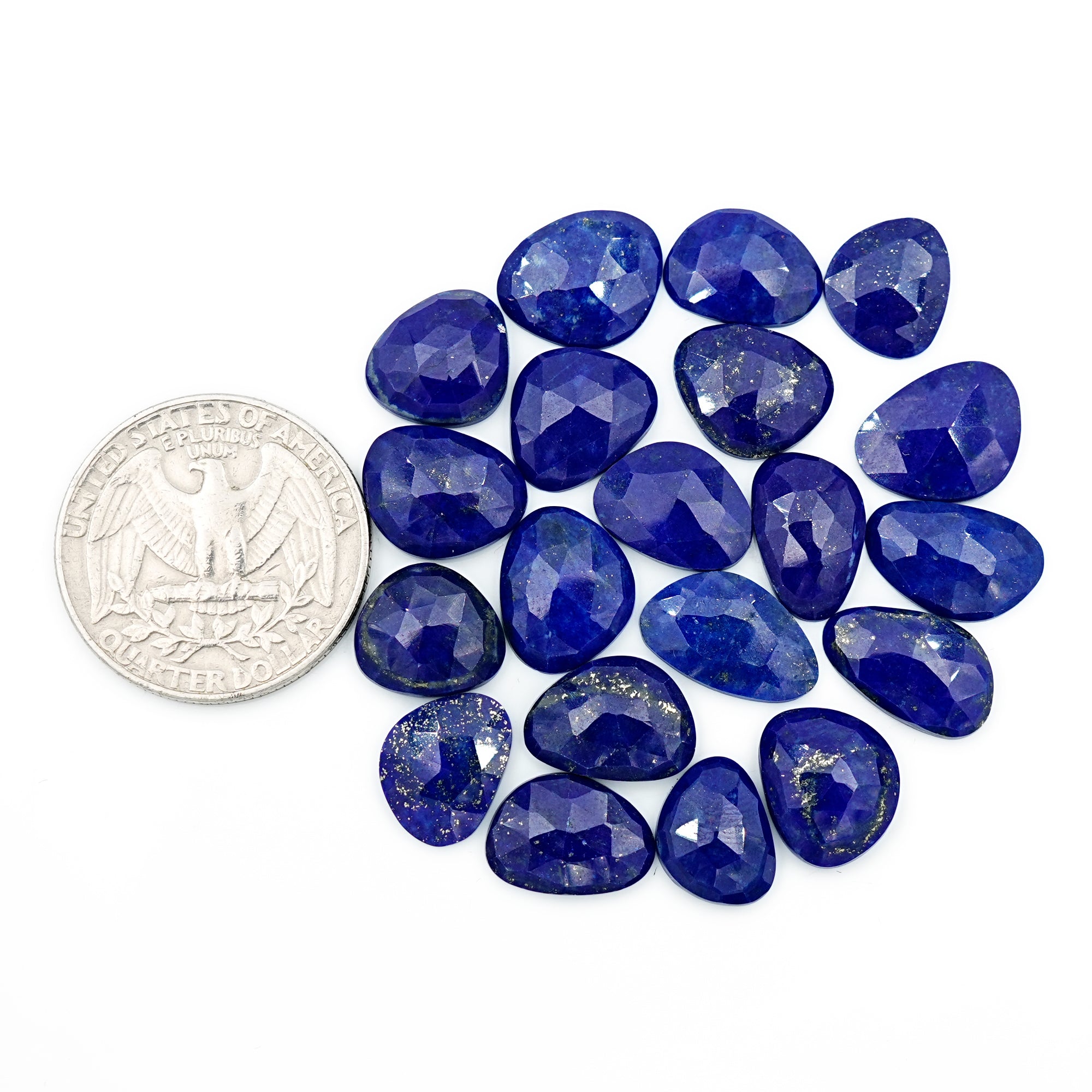 Lapis Lazuli Rose Cut Cabochon | Natural Flat Back Loose Gemtones For Jewelry Making - 20 Pieces
