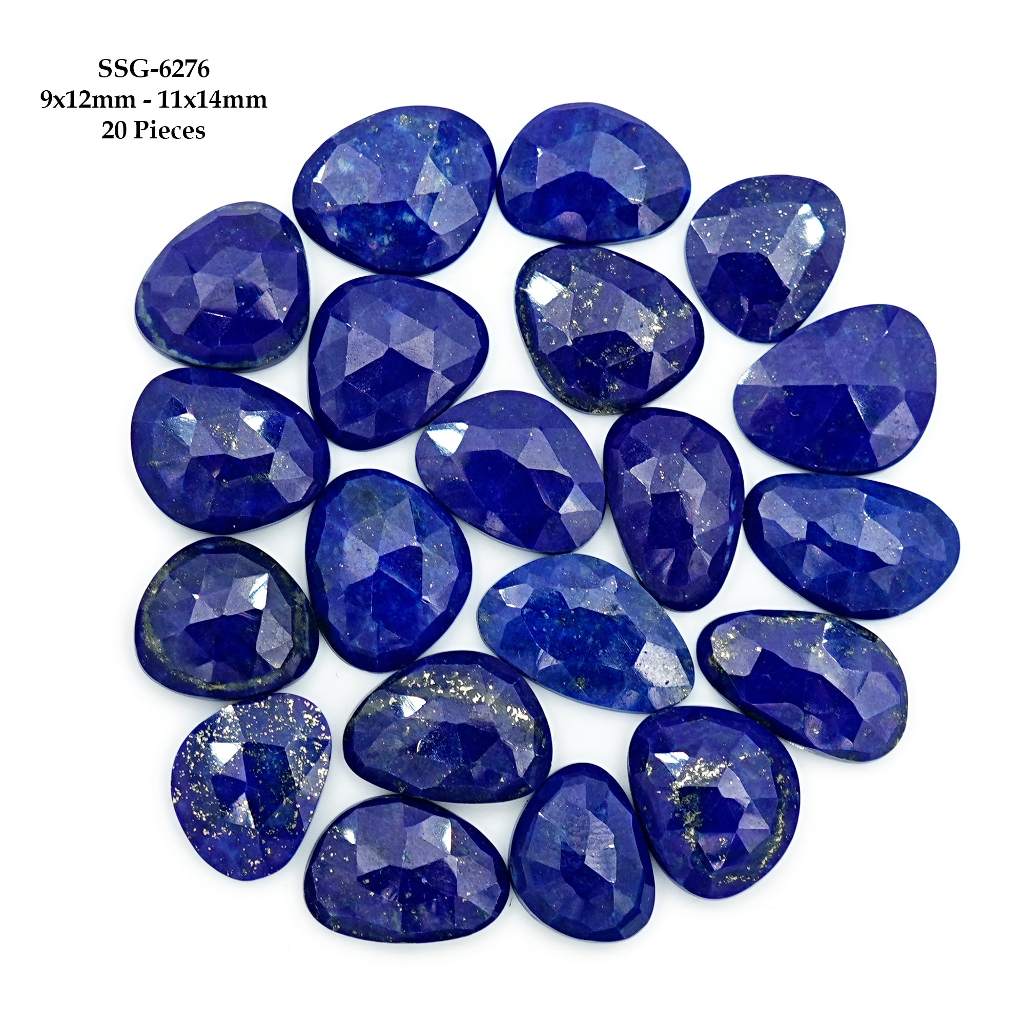 Lapis Lazuli Rose Cut Cabochon | Natural Flat Back Loose Gemtones For Jewelry Making - 20 Pieces