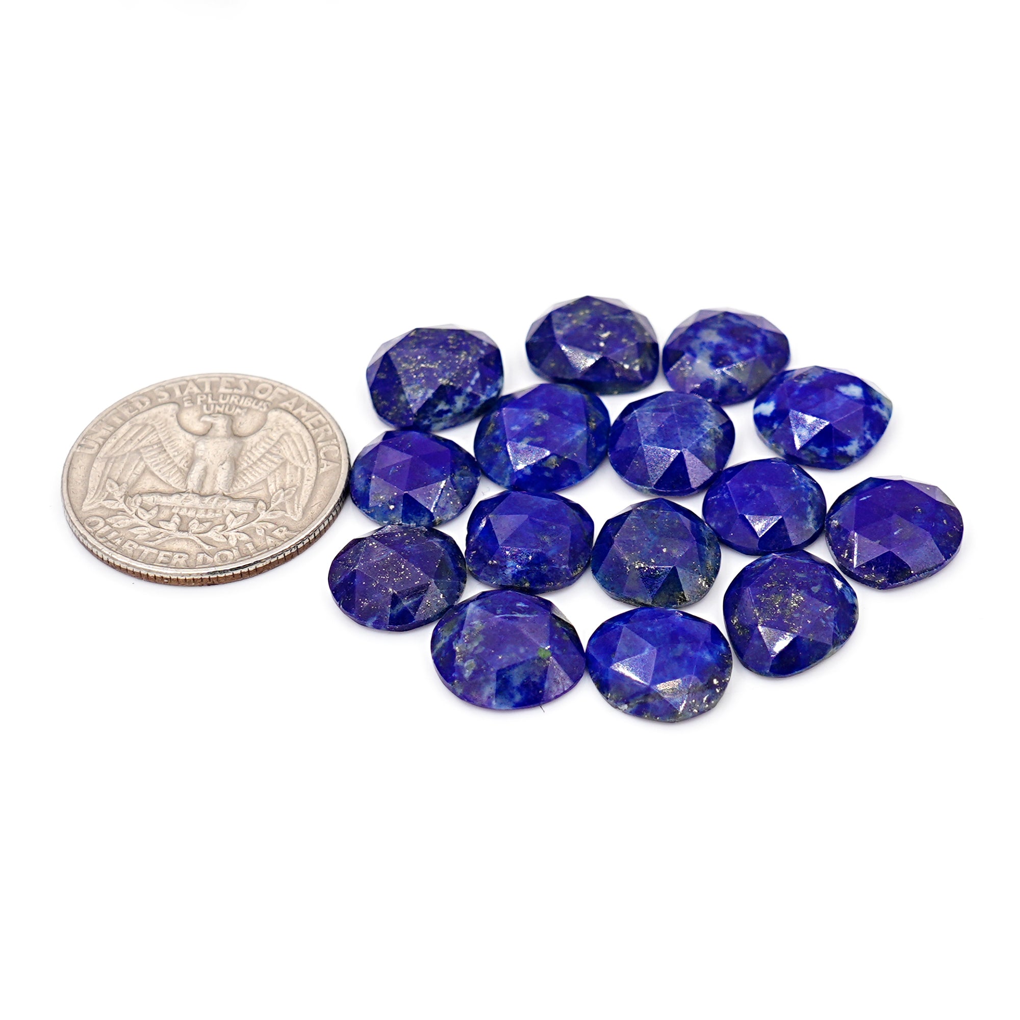 Lapis Lazuli Rose Cut Cabochon | Natural Flat Back Loose Gemtones For Jewelry Making - 15 Pieces
