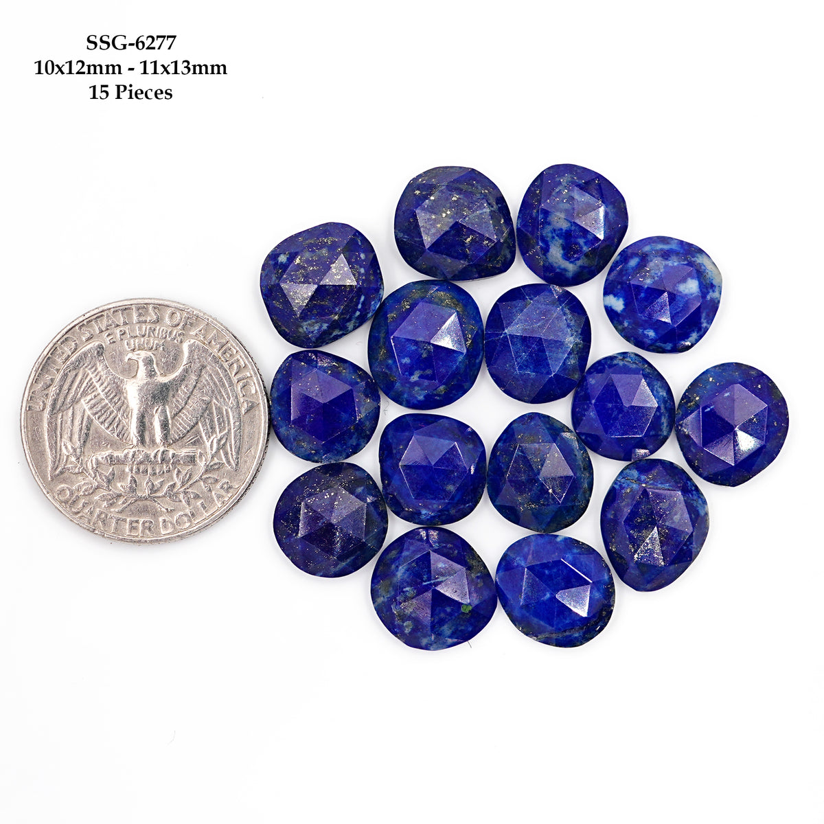 Lapis Lazuli Rose Cut Cabochon | Natural Flat Back Loose Gemtones For Jewelry Making - 15 Pieces