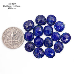 Lapis Lazuli Rose Cut Cabochon | Natural Flat Back Loose Gemtones For Jewelry Making - 15 Pieces