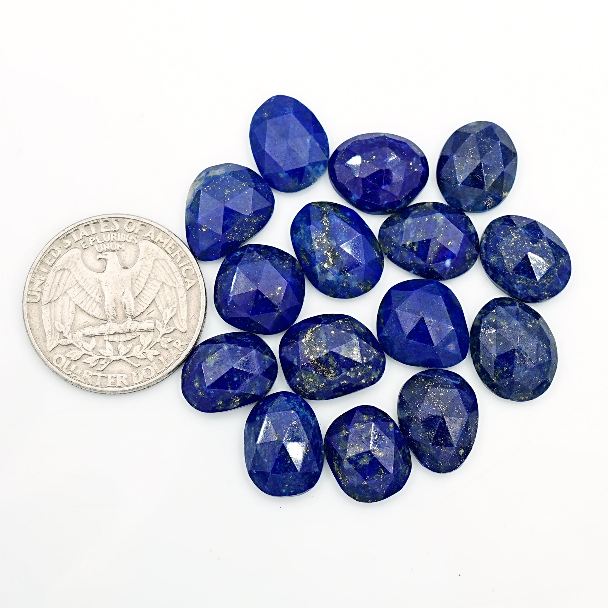 Lapis Lazuli Rose Cut Cabochon | Natural Flat Back Loose Gemtones For Jewelry Making - 15 Pieces