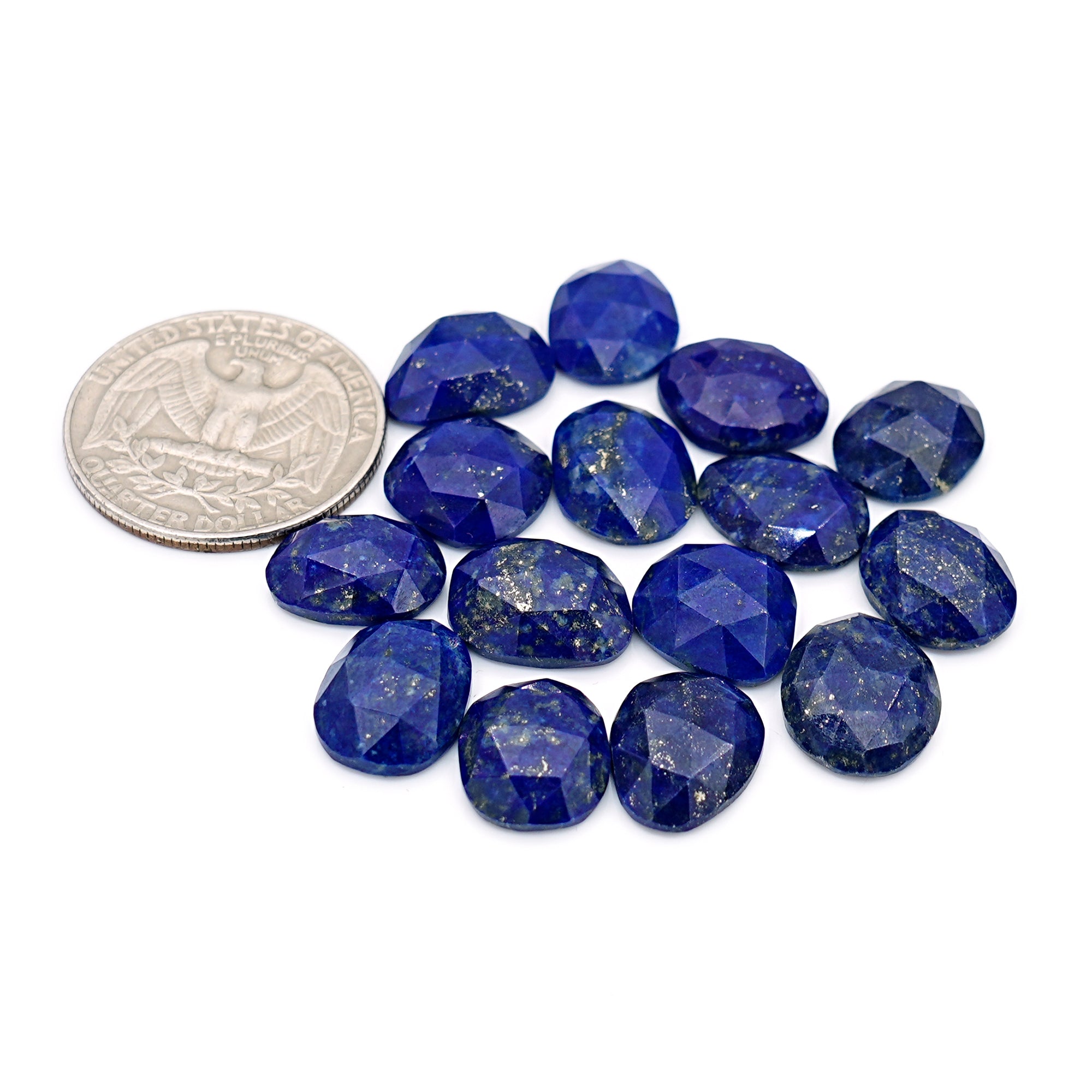 Lapis Lazuli Rose Cut Cabochon | Natural Flat Back Loose Gemtones For Jewelry Making - 15 Pieces