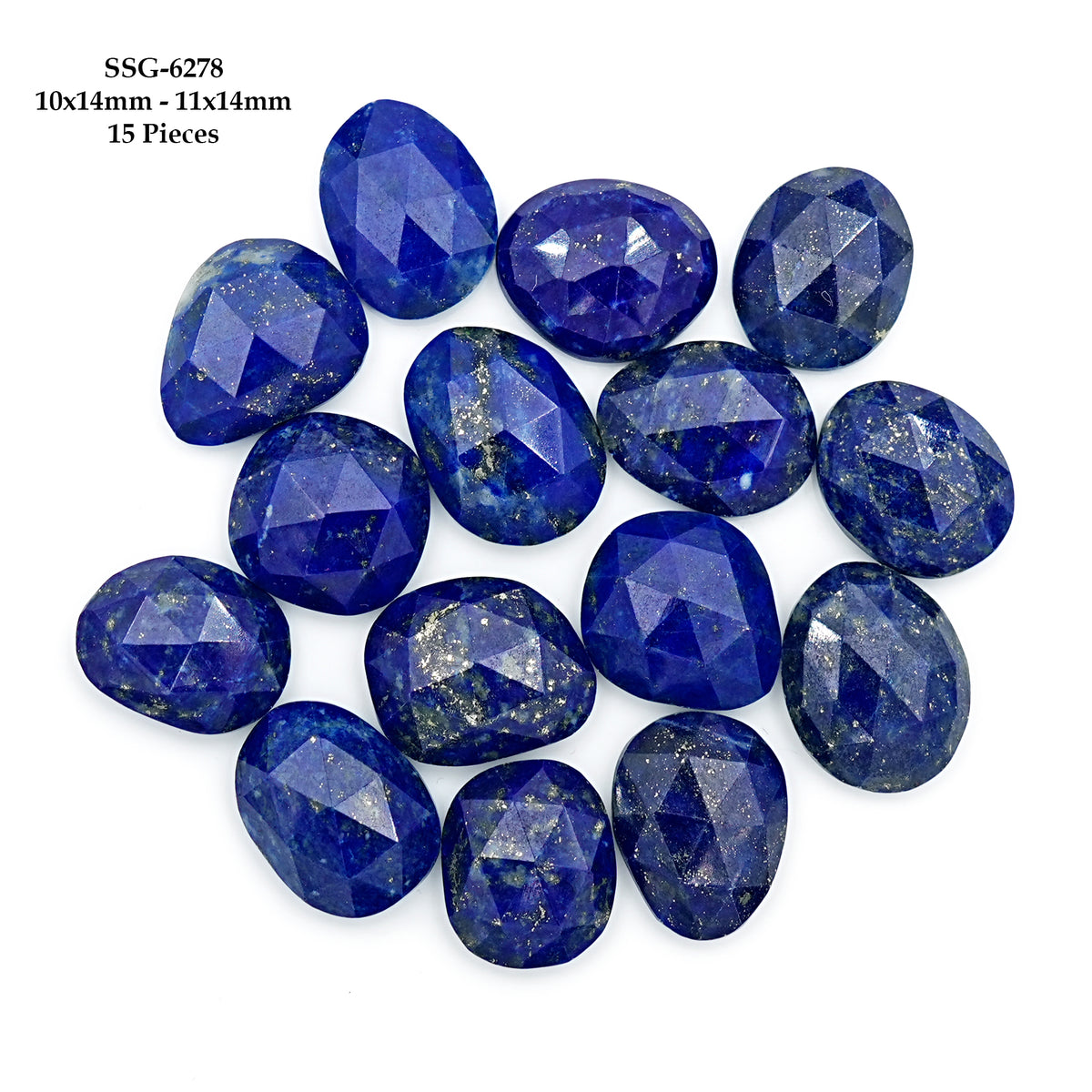 Lapis Lazuli Rose Cut Cabochon | Natural Flat Back Loose Gemtones For Jewelry Making - 15 Pieces