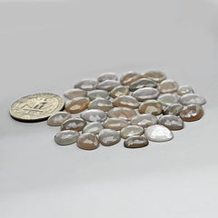 Grey Moonstone Rose Cut Cabochons | Freeform Gemstones for Jewelry Making - 34 pieces