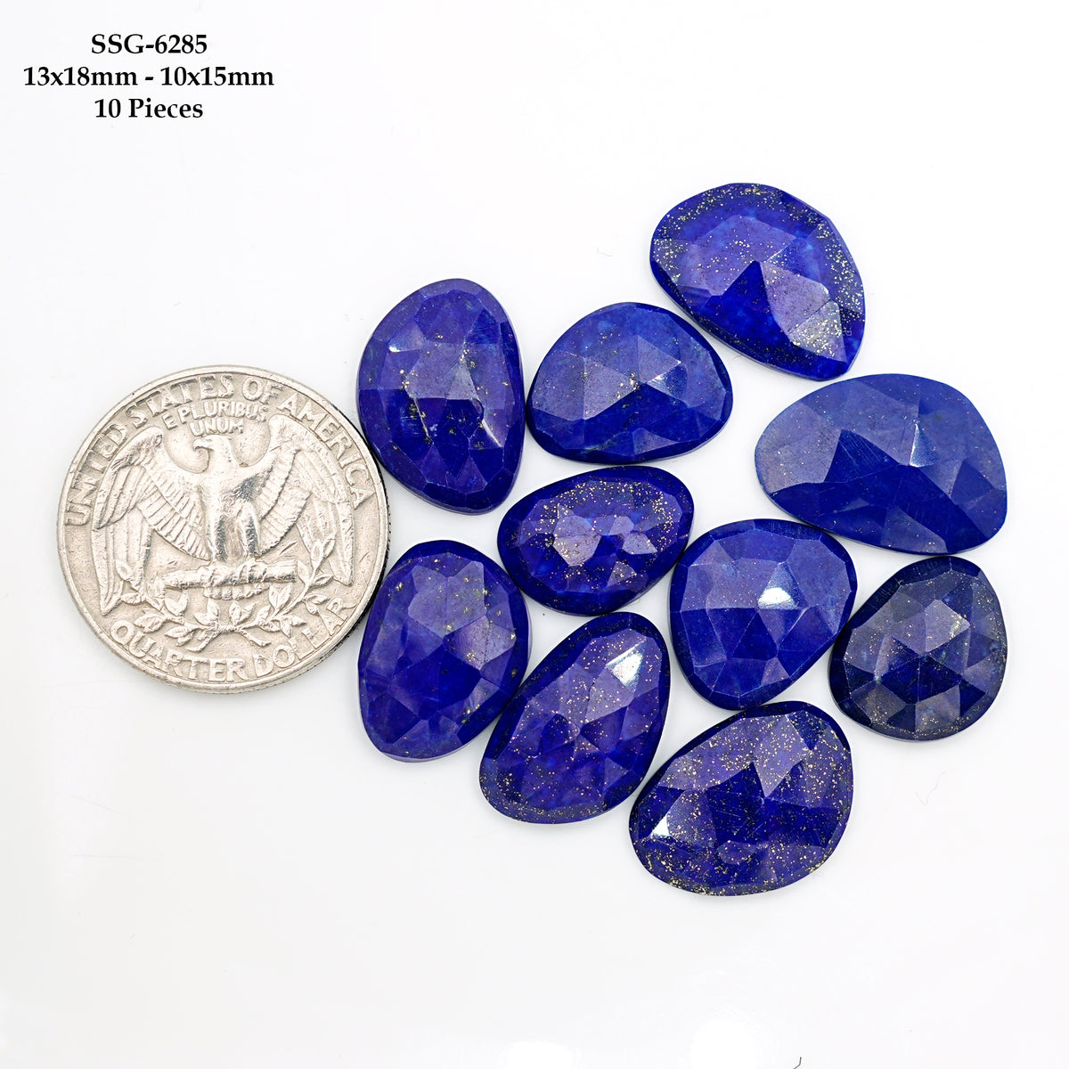 Lapis Lazuli Rose Cut Cabochon | Natural Flat Back Loose Gemtones For Jewelry Making - 10 Pieces
