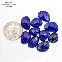 Lapis Lazuli Rose Cut Cabochon | Natural Flat Back Loose Gemtones For Jewelry Making - 10 Pieces
