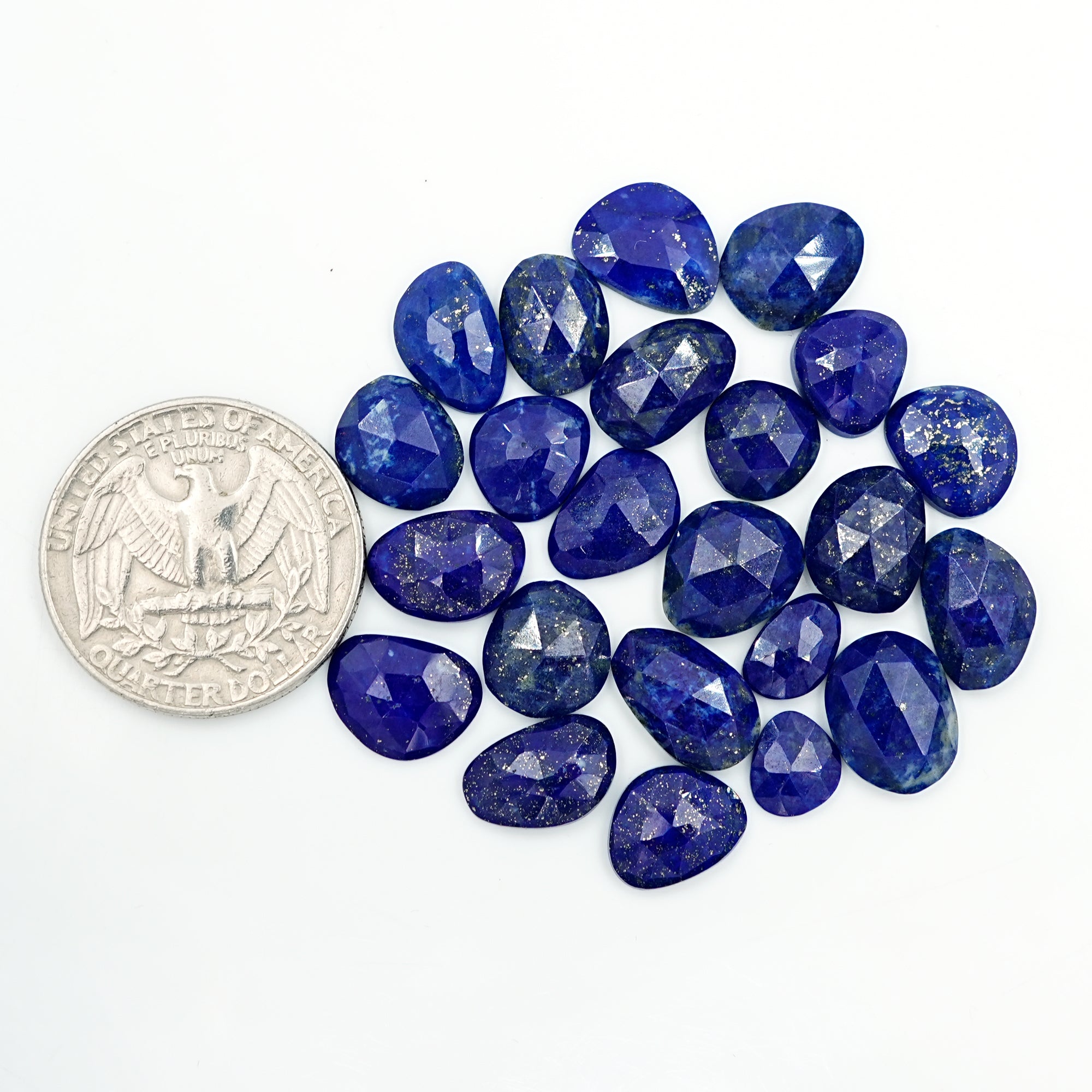 Lapis Lazuli Rose Cut Cabochon | Natural Flat Back Loose Gemtones For Jewelry Making - 23 Pieces