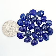 Lapis Lazuli Rose Cut Cabochon | Natural Flat Back Loose Gemtones For Jewelry Making - 23 Pieces