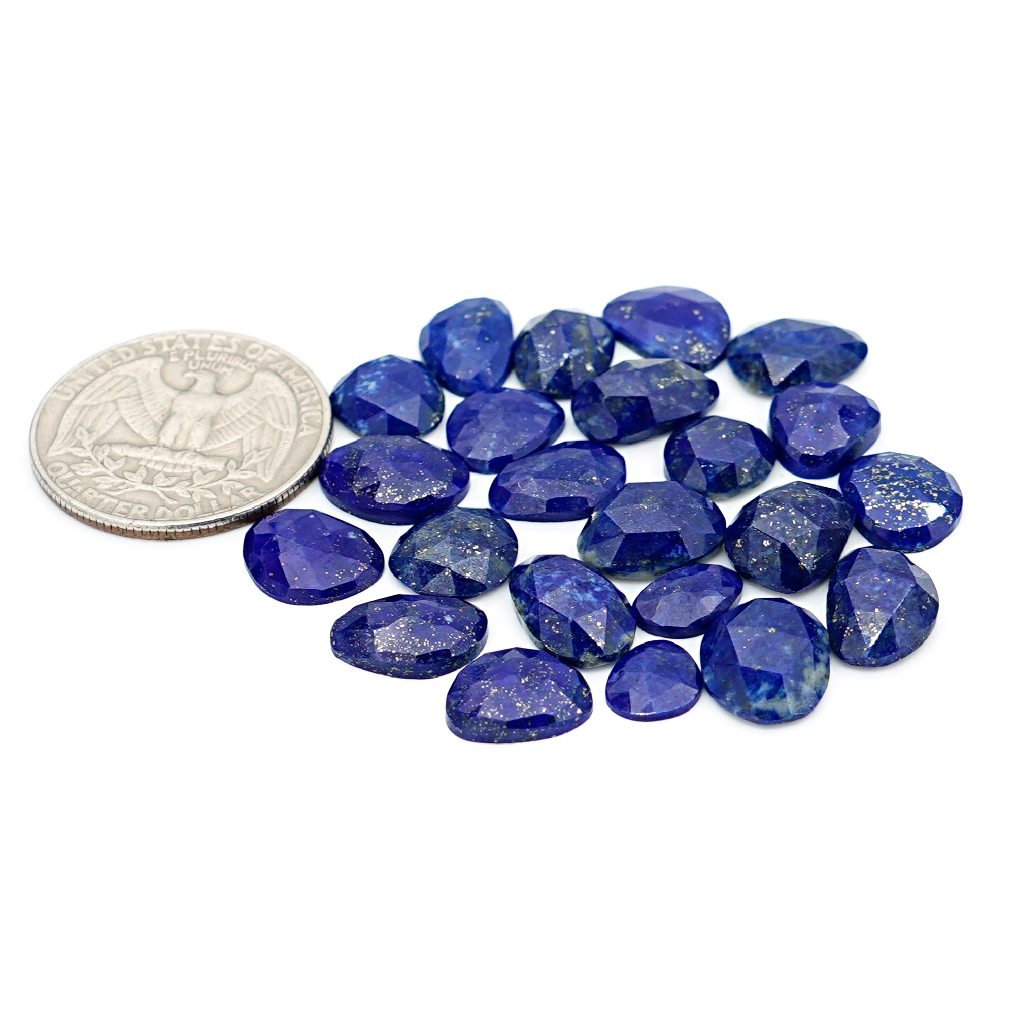 Lapis Lazuli Rose Cut Cabochon | Natural Flat Back Loose Gemtones For Jewelry Making - 23 Pieces