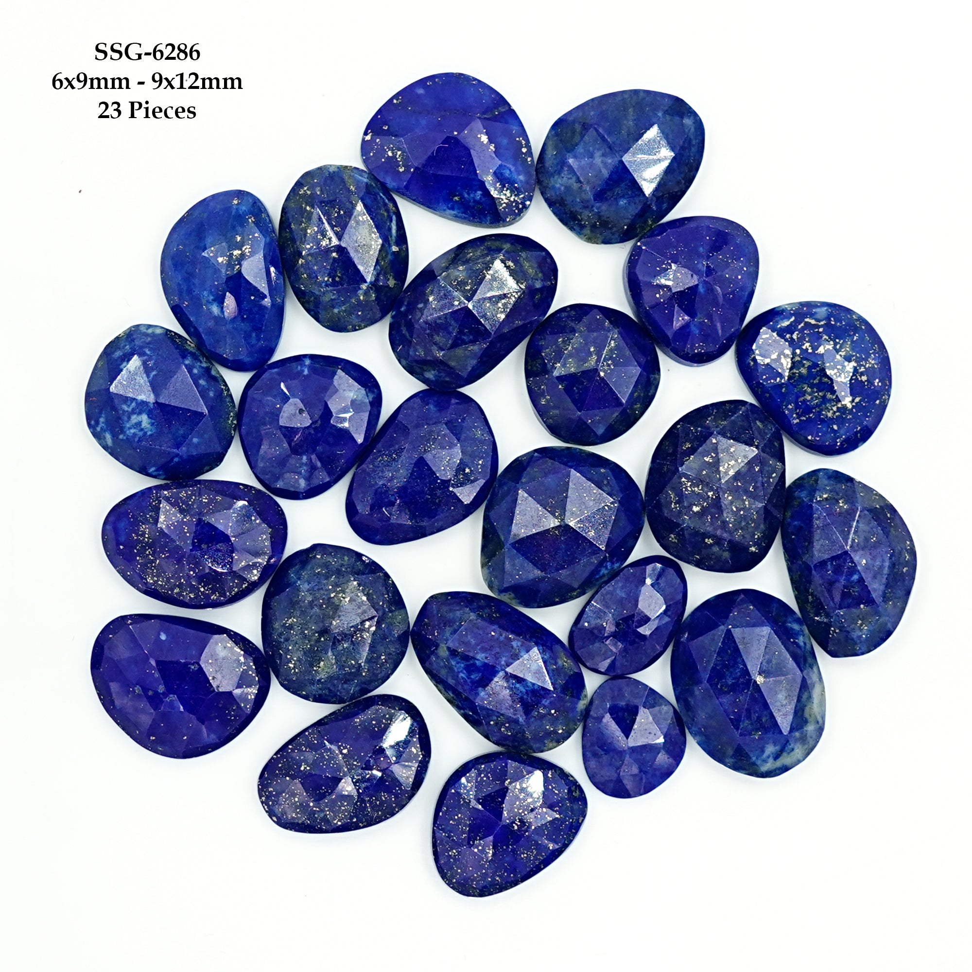 Lapis Lazuli Rose Cut Cabochon | Natural Flat Back Loose Gemtones For Jewelry Making - 23 Pieces