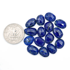 Lapis Lazuli Rose Cut Cabochon | Natural Flat Back Loose Gemtones For Jewelry Making - 15 Pieces