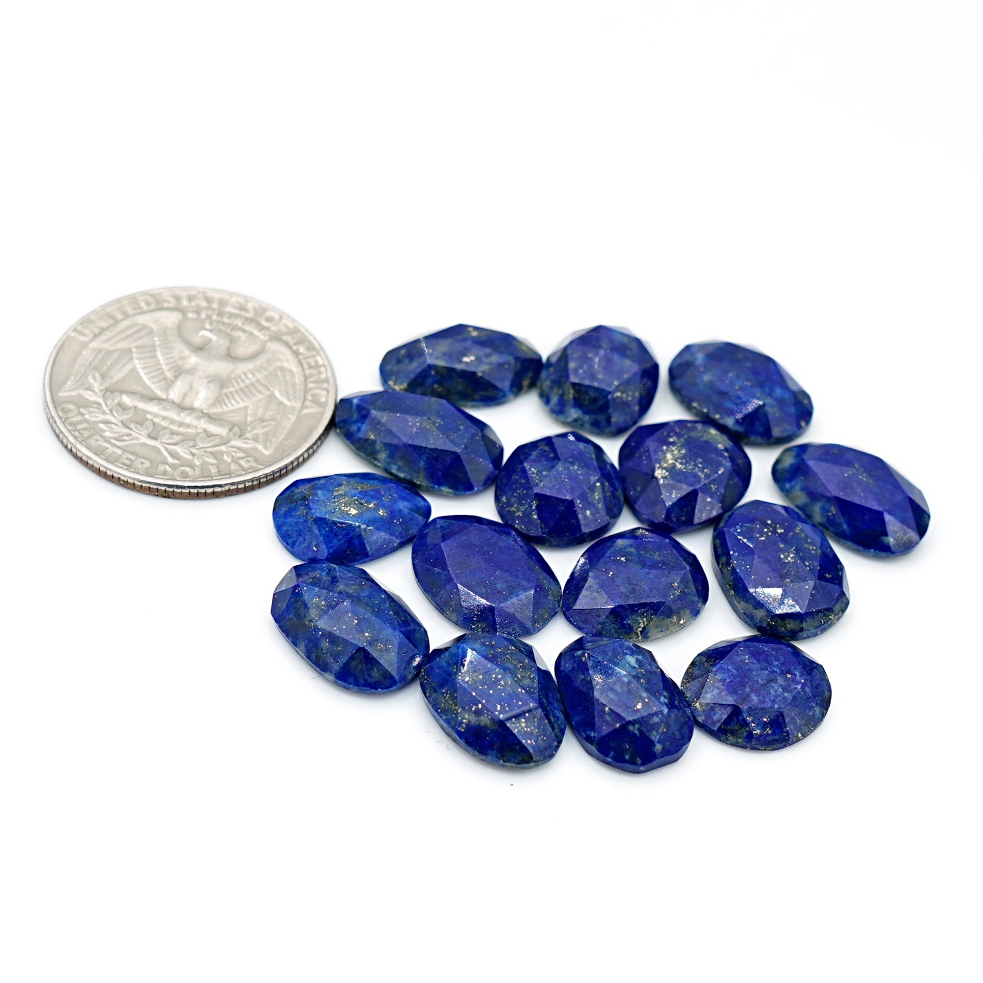 Lapis Lazuli Rose Cut Cabochon | Natural Flat Back Loose Gemtones For Jewelry Making - 15 Pieces