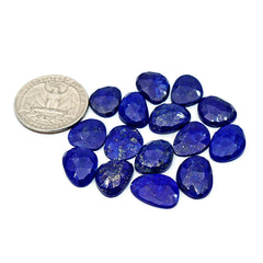 Lapis Lazuli Rose Cut Cabochon | Natural Flat Back Loose Gemtones For Jewelry Making - 15 Pieces