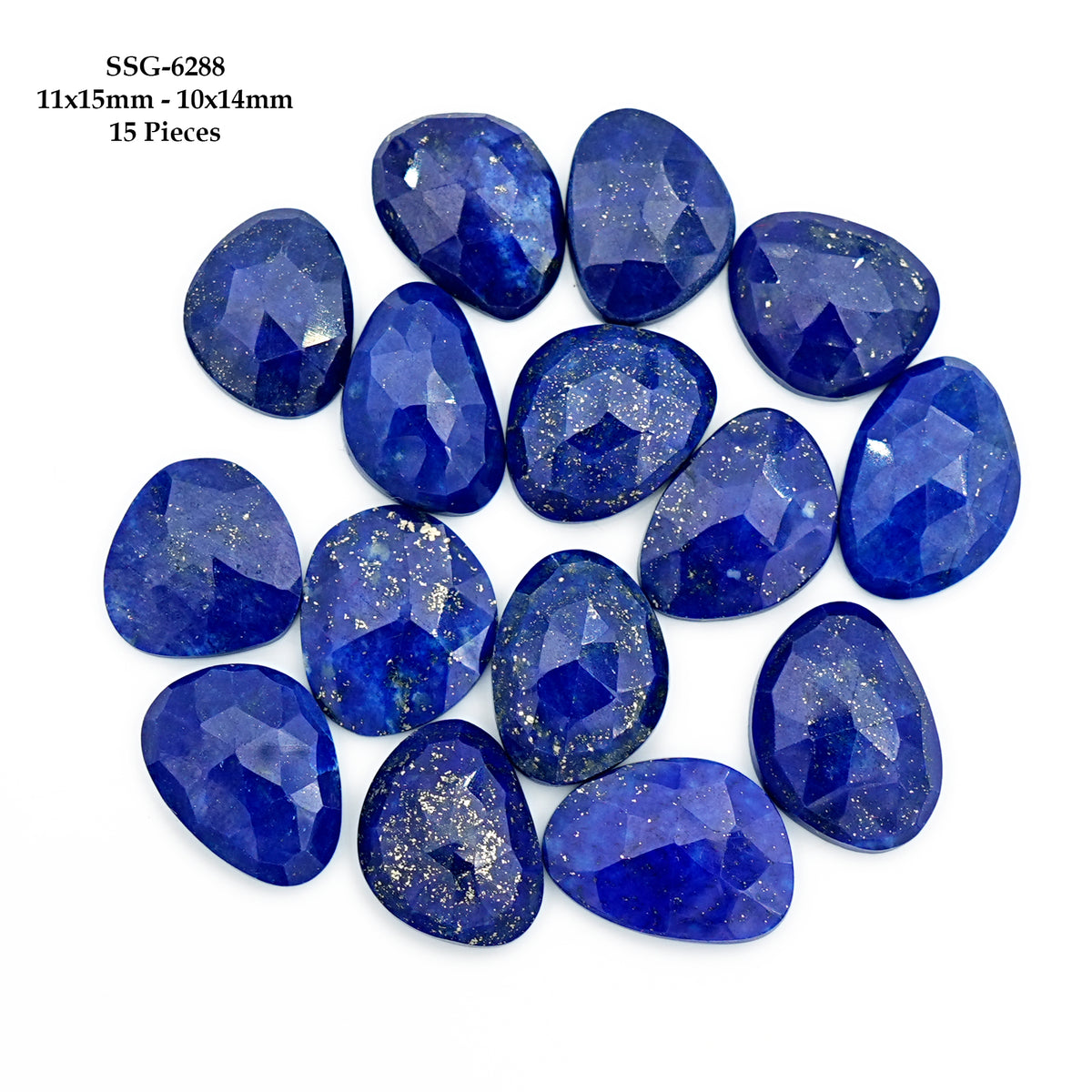 Lapis Lazuli Rose Cut Cabochon | Natural Flat Back Loose Gemtones For Jewelry Making - 15 Pieces