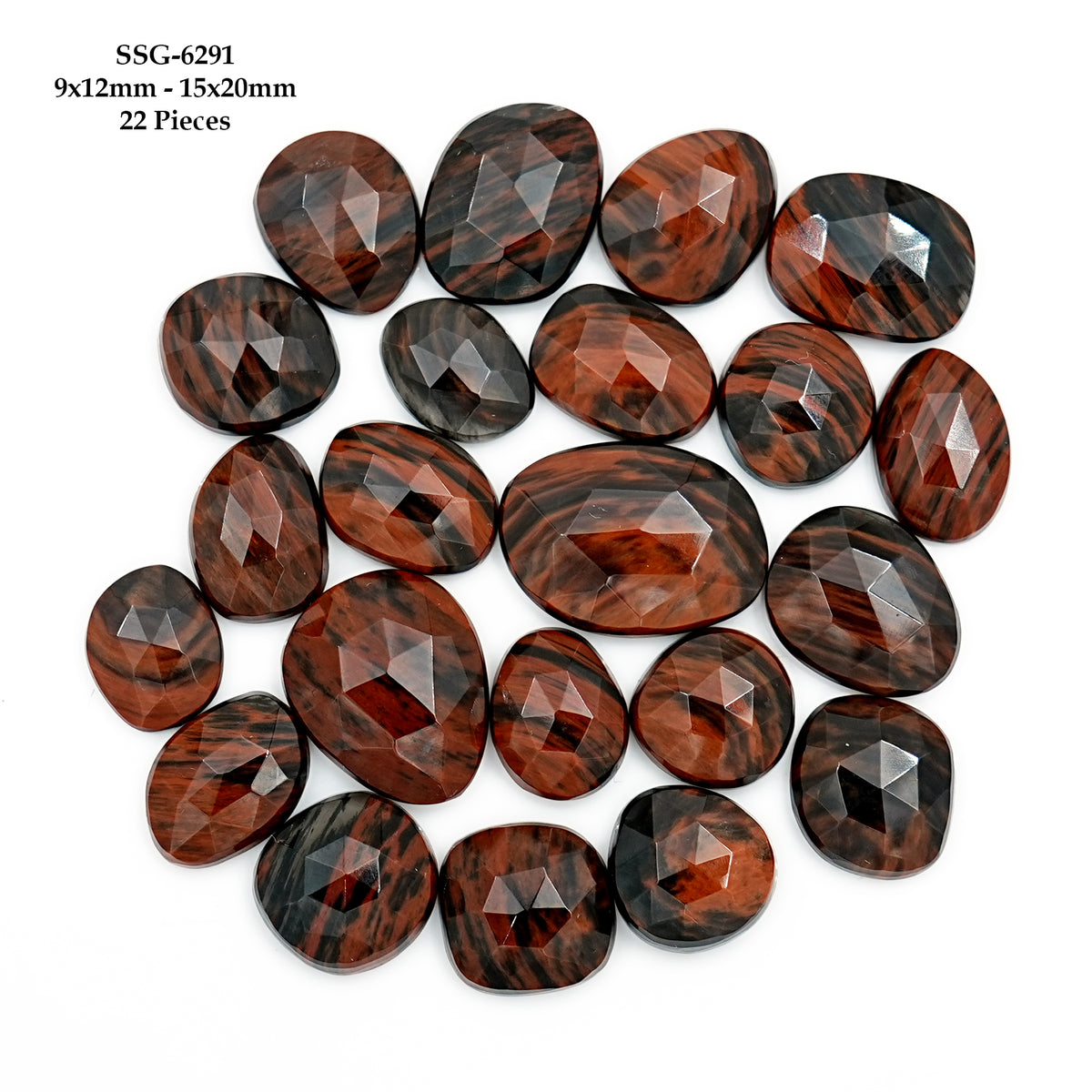 Mahogany Obsidian Rosecut Cabochon | Natural Flatback Loose Gemstones for Jewelry Making - 22 Pieces