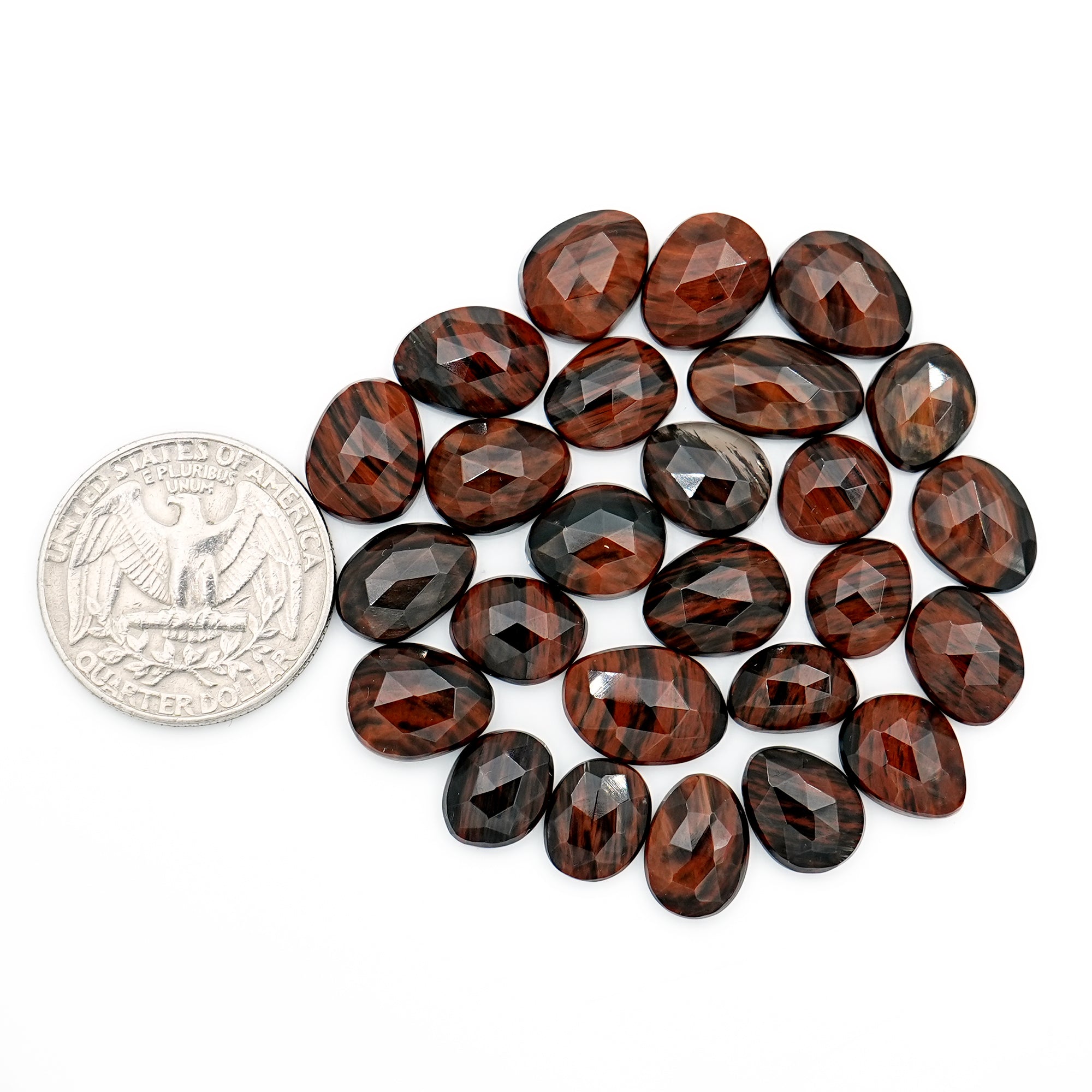 Mahogany Obsidian Rosecut Cabochon | Natural Flatback Loose Gemstones for Jewelry Making - 26 Pieces