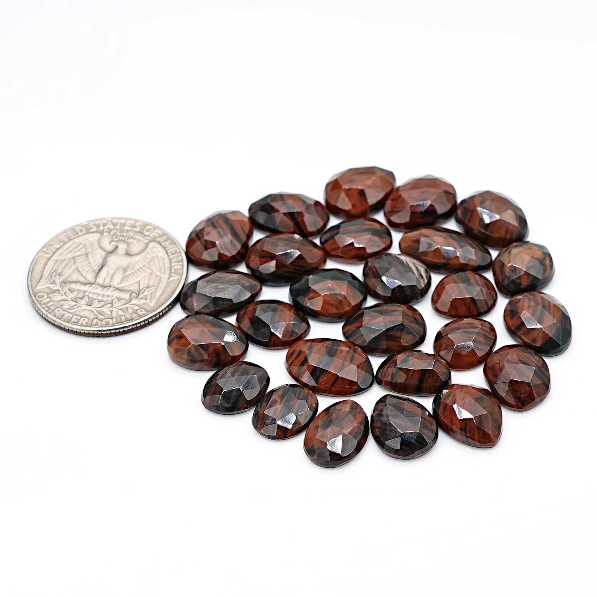 Mahogany Obsidian Rosecut Cabochon | Natural Flatback Loose Gemstones for Jewelry Making - 26 Pieces